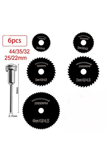 Choice 6pc HSS Electric Cutting Saw Blade Set 6PCS 22-44MM Mini Circular Ultra Thin 3.2MM Rod Woodworking M