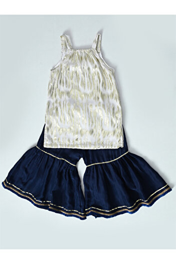 Bella Moda By Styli Strappy Shiny Top & Tiered Sharara Co-Ords Set