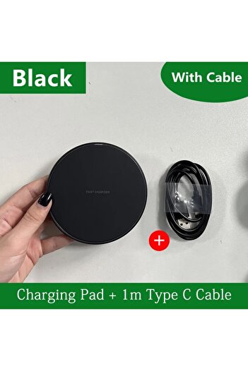 Choice black with cable 30W Wireless Charger Pad Stand Mobile Phone Chargers Fast Charging Dock Station For