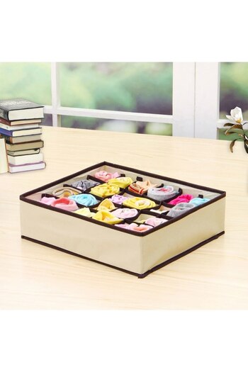 Choice 24 grids Beige 6/7/8/24 Grid Storage Box Beige Underwear Storage Box Four Piece Sock Storage Fabric