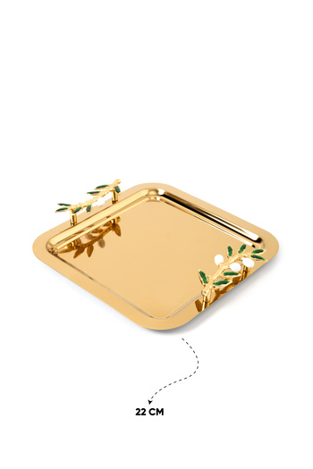 Skygo 6-Piece Olive Branch Gold Coffee Presentation Tray Set - 22 cm Design Fitting Elegance and Elegance