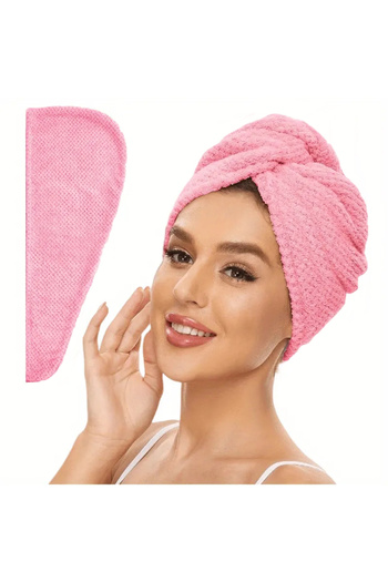 Choice Lotus root starch Solid Color Hair Towel Textured Dry Hair Cap 9.8 "X 25.5" Absorbent Hair Towel Wra
