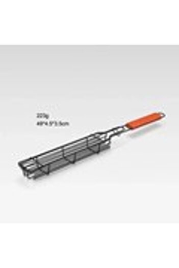 Choice Red stalk Outdoor Wooden Handle Barbecue Cage Camping Meat and Vegetable Barbecue Net Rack Picnic Ba