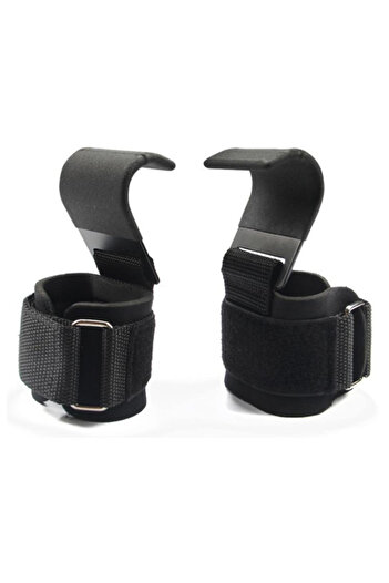 Choice black Weight Lifting Hook Grips With Wrist Wraps Hand-Bar Wrist Strap Gym Fitness Hook Weight Strap