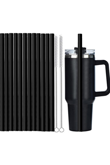 Choice Black 12 Pack Color Replacement Straws for Stanley 30/40 oz Tumbler, 12 in Long Reusable Plastic Str