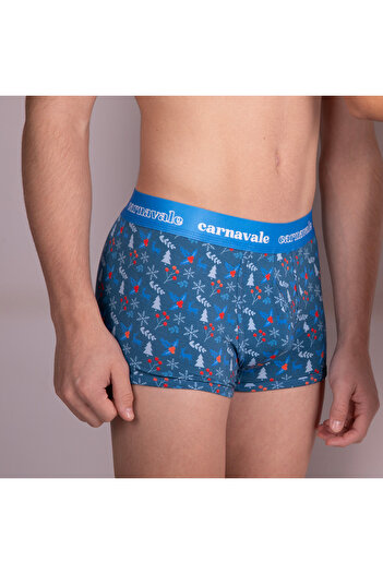 MODA Carnavale Desenli Mavi Erkek Boxer
