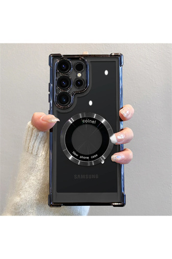 Choice For Galaxy S24Ultra black Luxury Plating Magnetic Clear Case for Samsung Galaxy a55 5G A35 a54 S24 U
