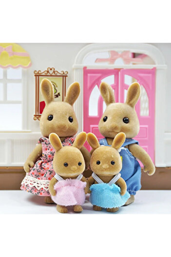 Choice Brown Rabbit Family Simulation Forest Reindeer Family Doll Dollhouse Figures Furniture Set DIY Plays