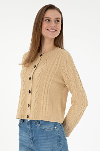 U.S. Polo Assn. Women's Sand Knitwear Cardigan 50297097 -Vr085