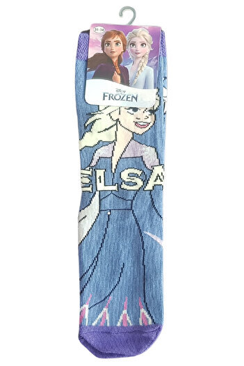 Frozen Desenli Lisanslı Renkli Elsa ve Anna Çocuk Çorap - 3 lü