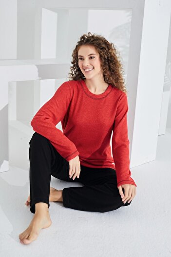 Zen Women's Long Sleeve Camel Hair Cotton Pajamas Set