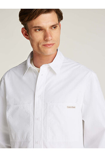 Calvin Klein Erkek Beyaz Uzun Kollu Gömlek