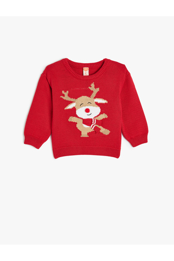 Koton New Year's Themed Deer Patterned Knitted Sweater