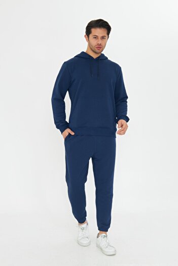 TRENDHİLL Unrival 3 Yarn Cotton Basic Hooded Unisex Tracksuit Set 5737