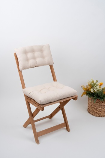 ALTINPAMUK Beige Bistro Model Pofidik Chair with Cushion Laces