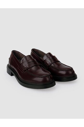 Cabani 100% Genuine Leather Burgundy Women's Loafer Shoes