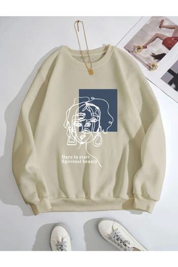 Moda Glo Unisex Beauty Εκτυπωμένο Φούτερ με Στρογγυλή Λαιμόκοψη