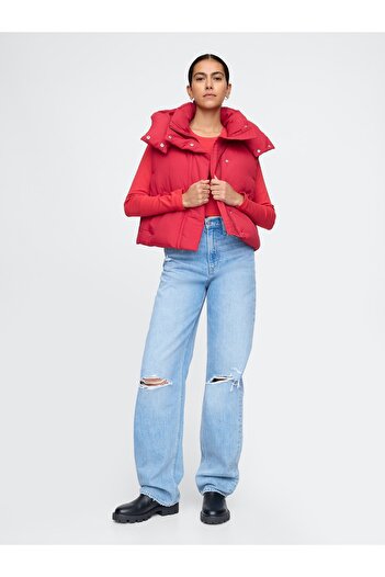GAP Kadın Kırmızı Crop Puffer Şişme Yelek