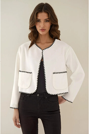 Hiccup Shepherd's Sewing Detailed Collarless Jacket