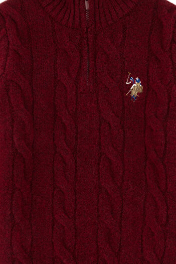 U.S. Polo Assn. Erkek Çocuk Yarım Fermuarlı Bordo Kazak 50297422-VR014