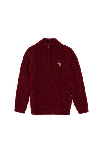 U.S. Polo Assn. Boy's Half Zipper Burgundy Sweater 50297422-Vr014