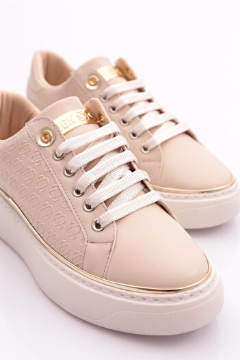 DGN 2559 Kadin Bağcikli Şerit Detayli Sneakers Ayakkabı