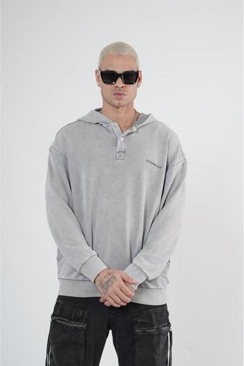 Butik TREND BİZ Капюшон з пранням Тканина з принтом Oversize Крій Чоловічий світшот