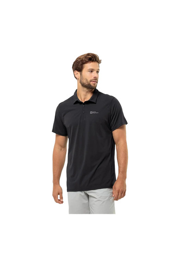 Jack Wolfskin Ανδρικό μαύρο μπλουζάκι Polo Prelight Trail