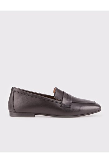 Cabani Polyurethane Sole Genuine Leather Black Women's Loafer Shoes