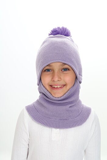 Sevimli 4-10 Years Girl's Beanie Neck Collar Snow Mask