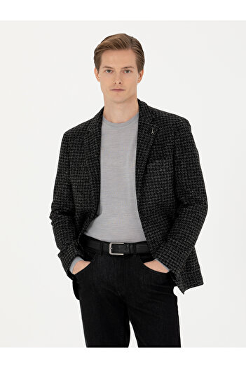 Cacharel Antrasit Slim Fit Yün Karışımlı Spor Ceket 50272721-VR006