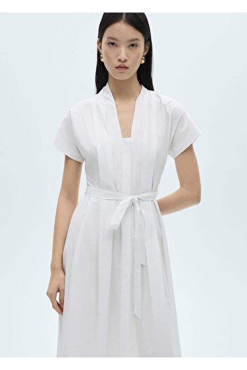 MANGO Woman Rochie plisata cu fundita