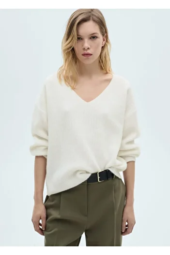 MANGO Woman V-Neck Knitwear Sweater