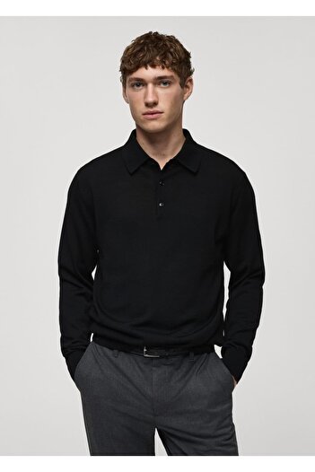 MANGO Man Πουλόβερ πόλο από 100% μαλλί Merino