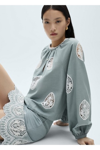 MANGO Woman Bluza cu detaliu de broderie