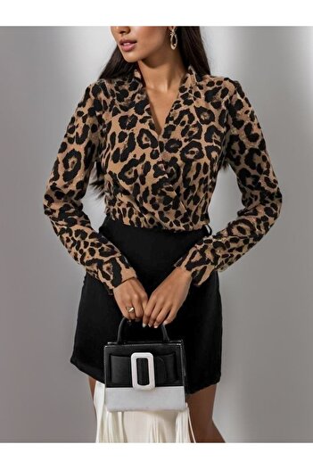 buğrahayalin Women's Long Sleeve Double Breasted Collar Crepe Mini Length Dress