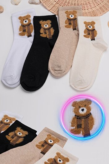 Molya Κάλτσες κολεγίου Labubu Bear Furry Fuzzless Περίεργες