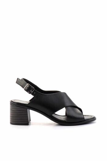 Bambi Black Leather Women's Classic Heeled Shoes K05290032603