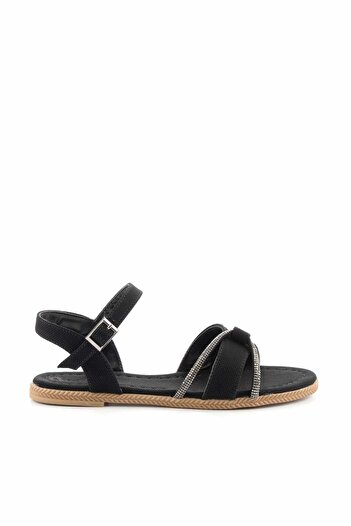 Bambi Black Print Detailed Women's Sandals K05370020110