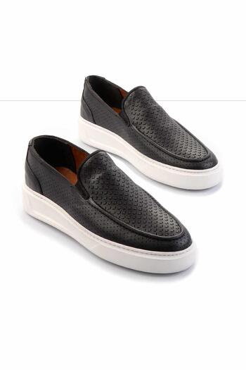 Bambi Black Genuine Leather Men's Casual Shoes E01378002903