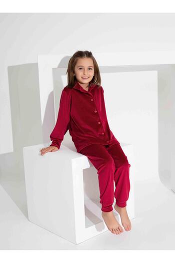 RAPAPA Girls' Front Button Long Sleeve French Velvet Fabric Pajamas Set 2814Bb