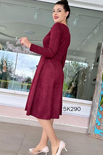 İnce Topuk Bird Eye Detail Suede Dress 5K290