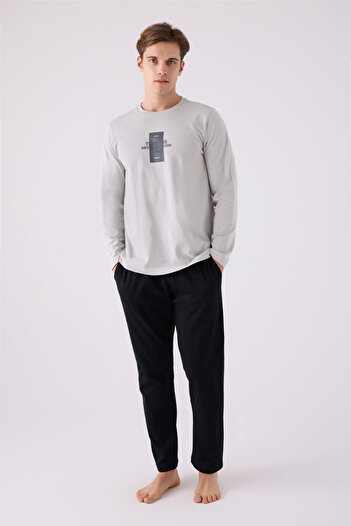 Arnetta Men's Gray Long Sleeve Pajama Set