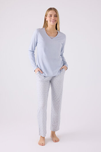 Pierre Cardin Set de pijamale albastru cu mânecă lungă pentru femei