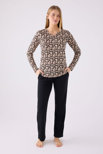 Pierre Cardin Women's Black Long Sleeve Pajama Set
