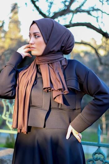 SAYRA Shawl Women's Brown Single Jersey Combed Cotton Shawl Syr003