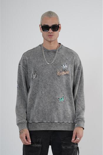 Butik TREND BİZ Велосипедний комір з вишивкою Oversize чоловічий світшот