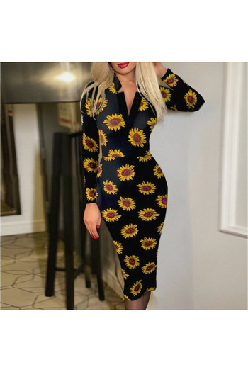 buğrahayalin Women's Long Sleeve V-Neck Polka Dot Crepe Midi Dress