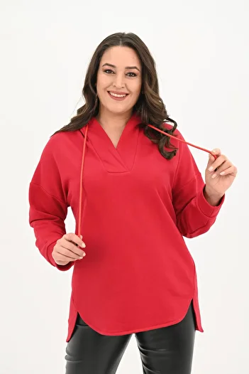 Koza Butik Women's Large Size Hooded Oversize Sweatshirt 1895-25