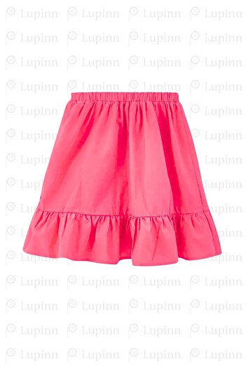 Kübra Tekstil Fusta roz pentru fete 100% bumbac cu talie elastică cu volane, fustă, fustă roz pentru fete